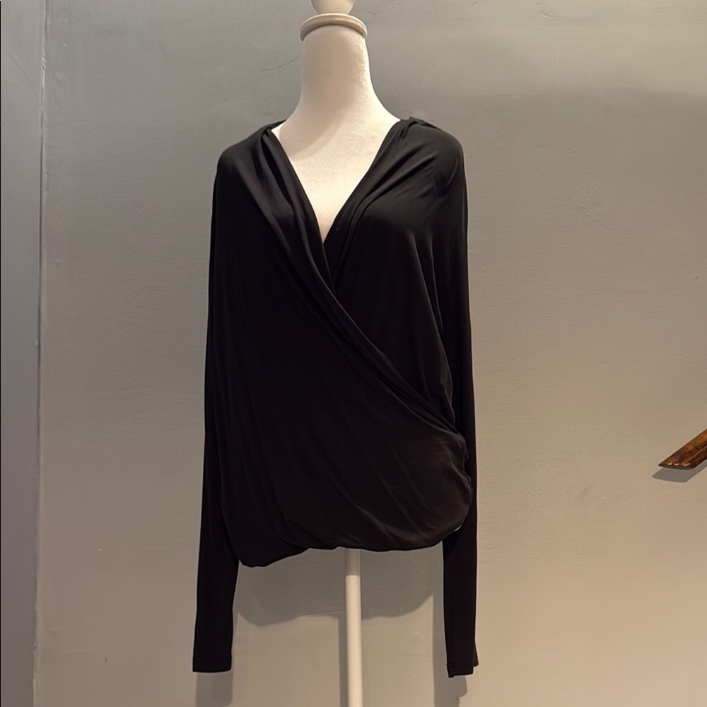 Banana Republic Black Wrap Blouse Velvet